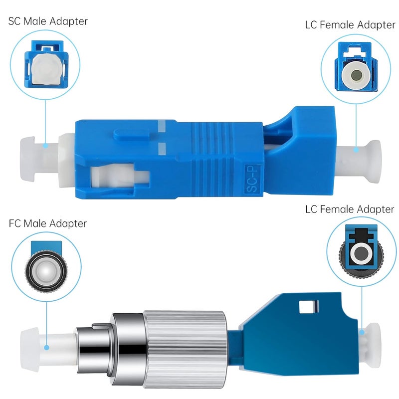 Moocci 3PC FC Male to LC Female Hybrid Optical Fiber Convertor Adapter+ 3PC LC Female to SC Male Hybrid Flange Singlemode 9/125 SM Optical Fiber Adapter Connector - Image 3